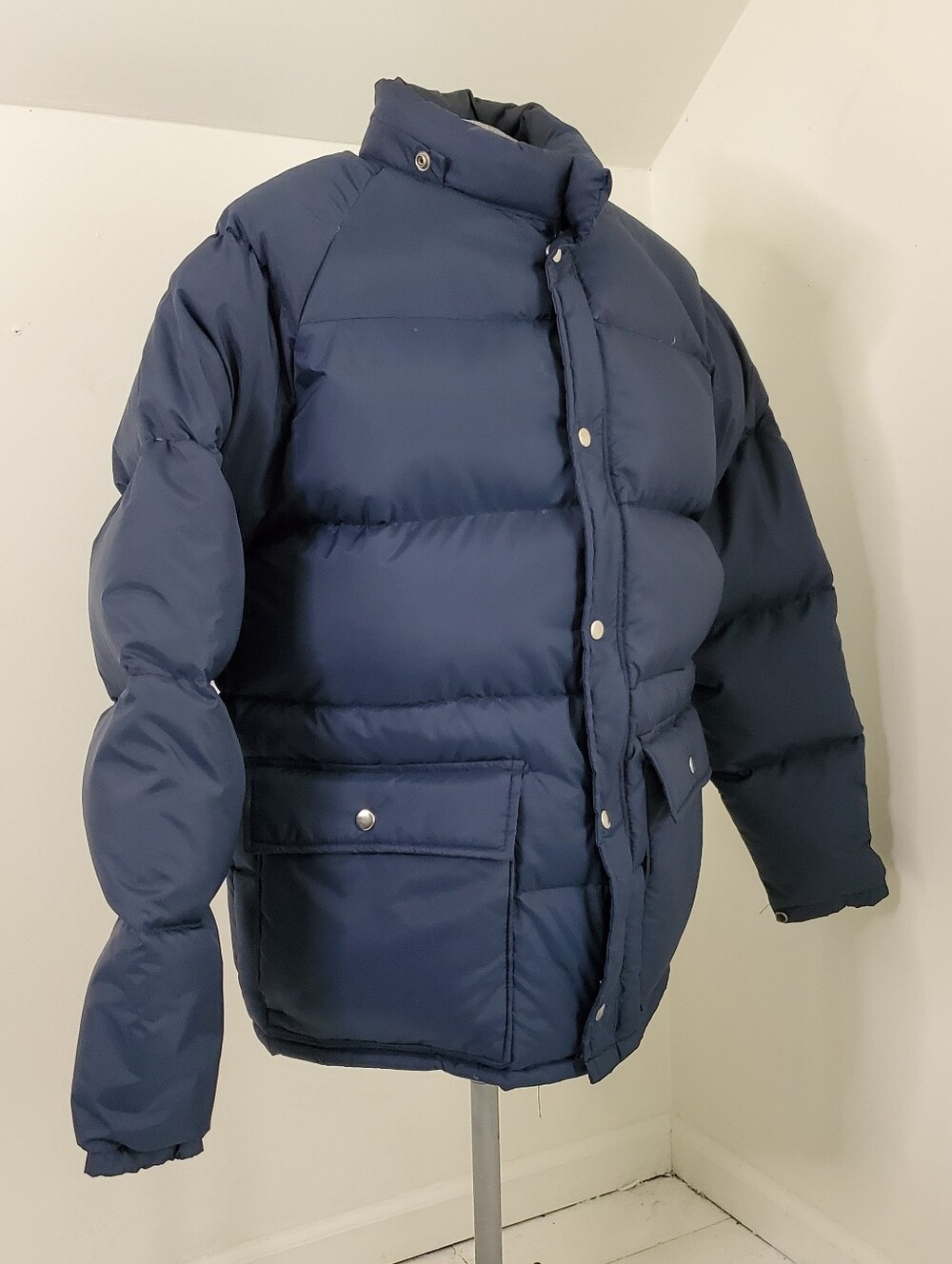 90s Vintage Chess King Navy Blue Mockneck Down Filled Puffer Jacket Winter Coat